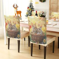YAZAOO Chair Covers Set Home Kitchen Rabbit on Easter Basket Party Decor Seat Back Cover Protector