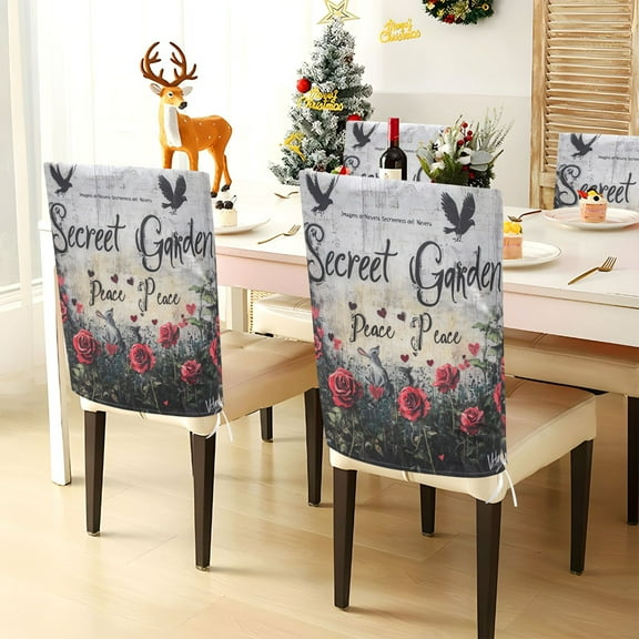 YAZAOO Chair Covers Set Home Kitchen Seamle Of Red Roses Pattern Party Decor Seat Back Cover Protector