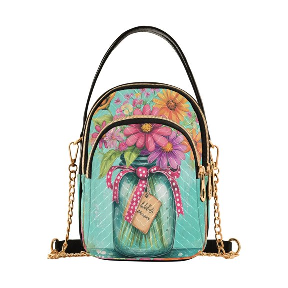 YAZAOO Cross Body Fashion Shoulder Waist Purse Bags Colorful Blossom Pocket Handbags