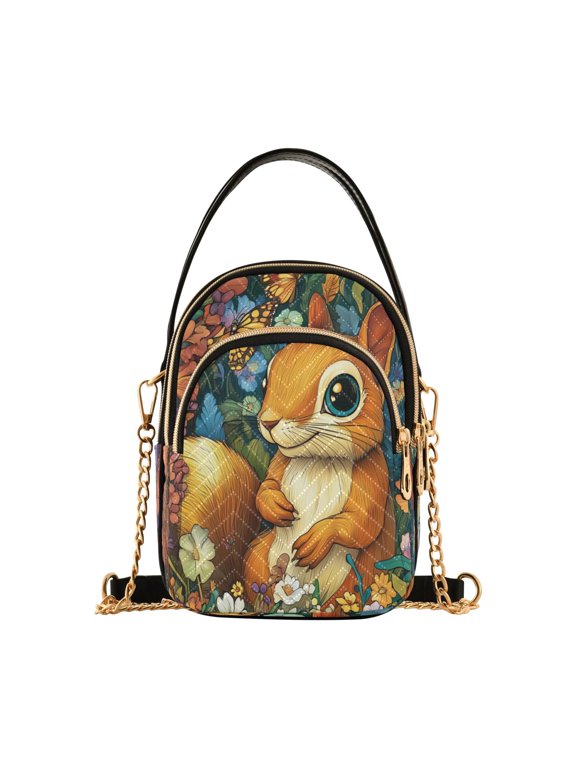 Cross Body Fashion Shoulder Waist Purse Bags Cute Squirrel Pocket Handbags