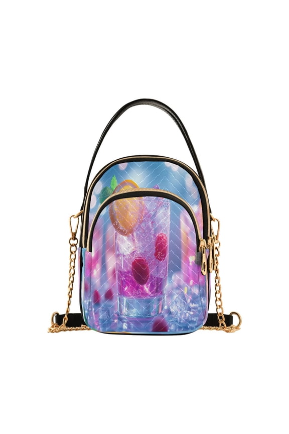 Cross Body Fashion Shoulder Waist Purse Bags Fruity Drink with Raspberries Mint Pocket Handbags