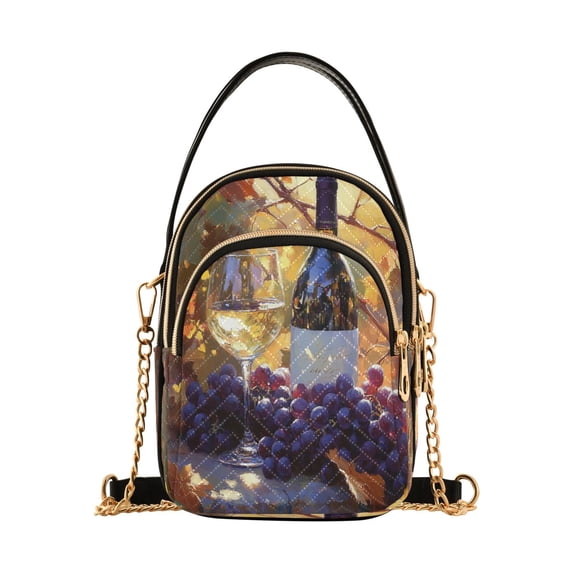 YAZAOO Cross Body Fashion Shoulder Waist Purse Bags Grape and Wine Painting Pocket Handbags