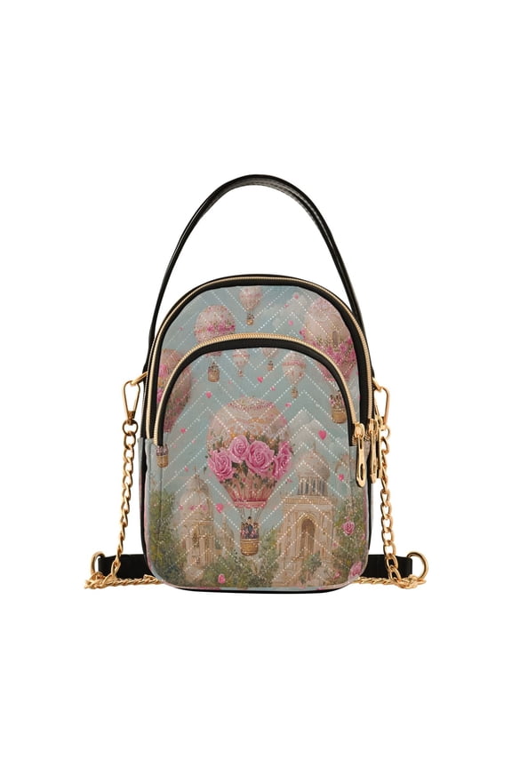 Cross Body Fashion Shoulder Waist Purse Bags Hot Air Balloons with Roses Pocket Handbags