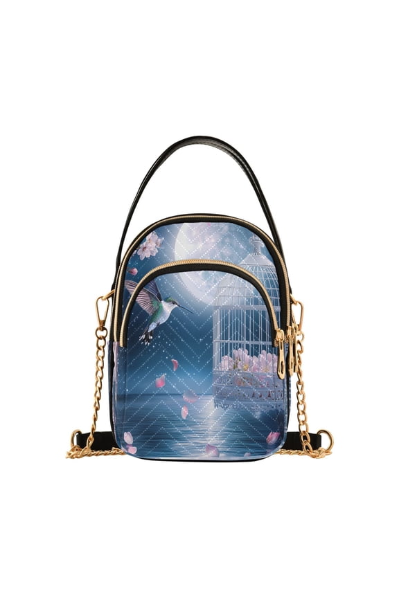 Cross Body Fashion Shoulder Waist Purse Bags Hummingbird Moon Flowers Cage Water Pocket Handbags