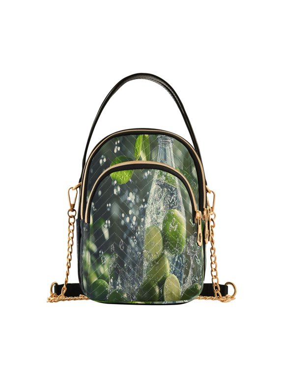 Cross Body Fashion Shoulder Waist Purse Bags Lime Slices in Sparkling Water Pocket Handbags