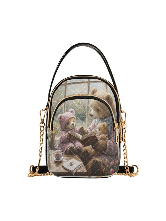 Cross Body Fashion Shoulder Waist Purse Bags Mama Bear Reading Book Pocket Handbags