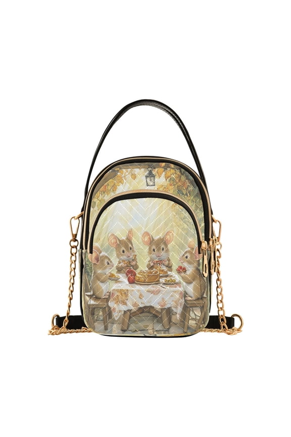 Cross Body Fashion Shoulder Waist Purse Bags Mices Eating Cake Pocket Handbags