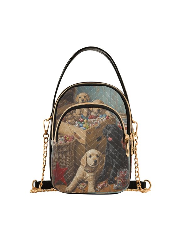 Cross Body Fashion Shoulder Waist Purse Bags Puppies Play with Toys Pocket Handbags