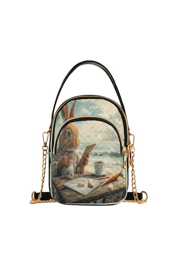 Cross Body Fashion Shoulder Waist Purse Bags Rabbit Painting by The Sea Pocket Handbags