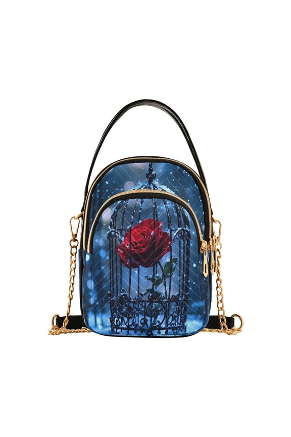 Cross Body Fashion Shoulder Waist Purse Bags Rose Bloom in Winter Pocket Handbags