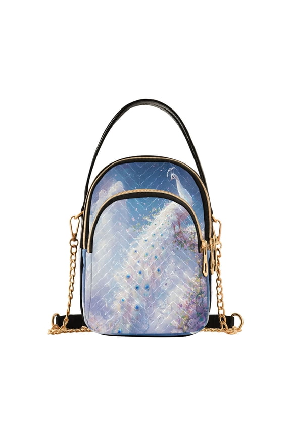 Cross Body Fashion Shoulder Waist Purse Bags White Peacock Pocket Handbags