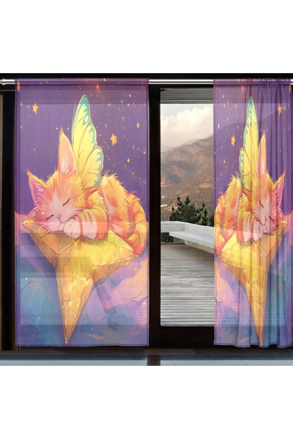 Curtains 110/118 Inch Long French Curtains Butterfly Dreams Print For Farmhouse Bedroom Curtains Window Curtain Set 2