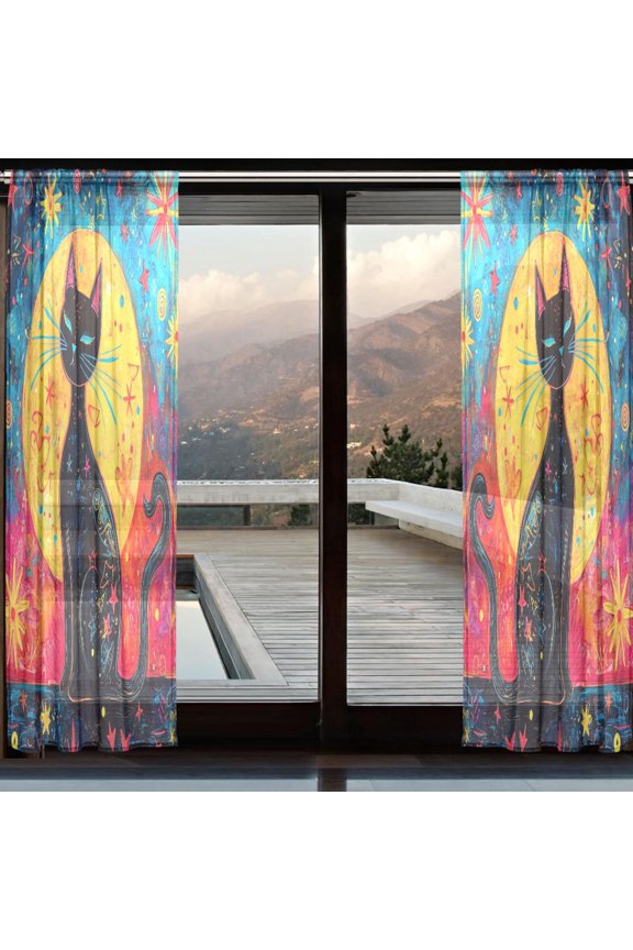 Curtains 110/118 Inch Long French Curtains Eternal Nightwatcher Print For Farmhouse Bedroom Curtains Window Curtain Set 2