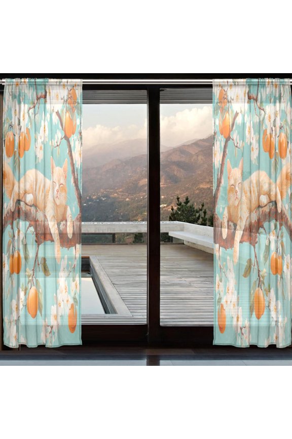 Curtains 110/118 Inch Long French Curtains Serene Sunset Nap Print For Farmhouse Bedroom Curtains Window Curtain Set 2