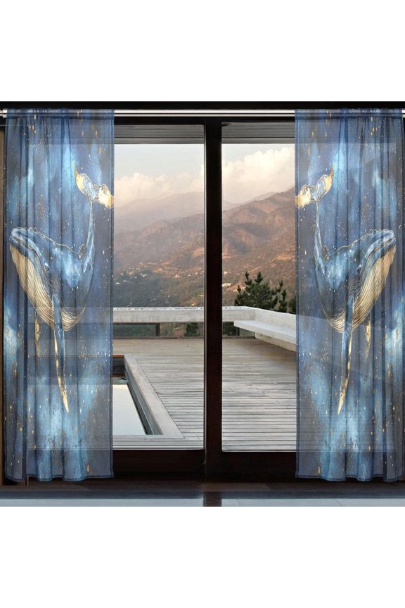 Curtains 110/118 Inch Long French Curtains Starry Humpback Print For Farmhouse Bedroom Curtains Window Curtain Set 2