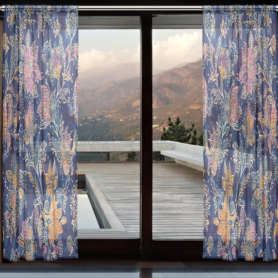 YAZAOO Curtains 110/118 Inch Long French Curtains Whimsical Floral Dance Print For Farmhouse Bedroom Curtains Window Curtain Set 2