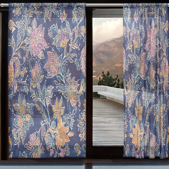 YAZAOO Curtains 110/118 Inch Long French Curtains Whimsical Floral Dance Print For Farmhouse Bedroom Curtains Window Curtain Set 2