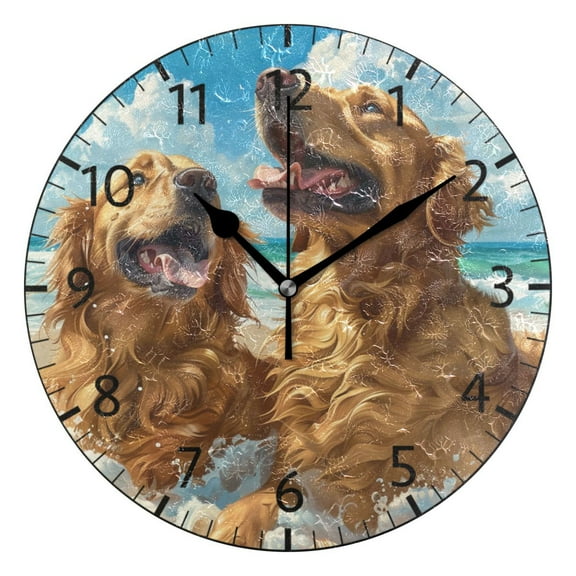 YAZAOO Decorative Wall Clock Size:25cm Beach Buddies Having Fun Design Pattern Clock