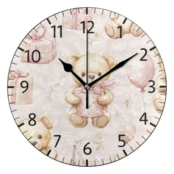 YAZAOO Decorative Wall Clock Size：25cm Bear Gift Party Design Pattern Clock