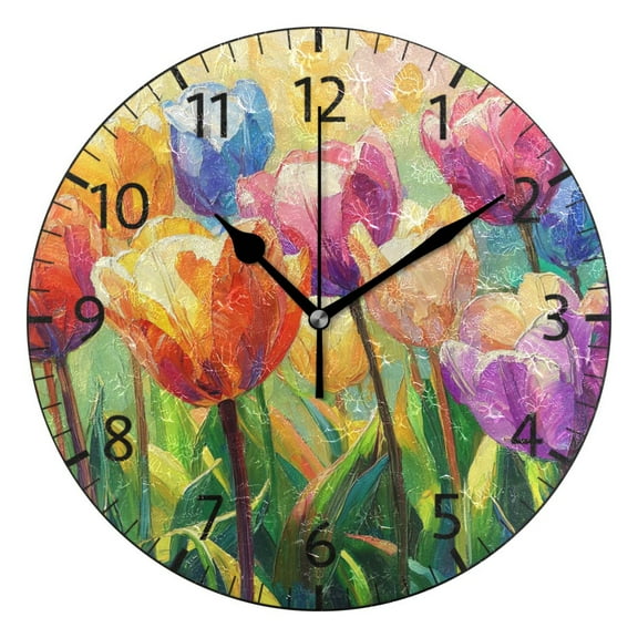 YAZAOO Decorative Wall Clock Size：25cm Blossom & Berry Mosaic Design Pattern Clock
