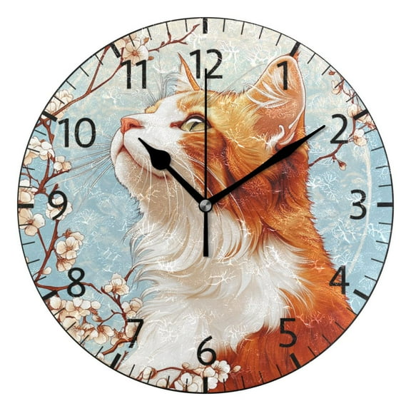 YAZAOO Decorative Wall Clock Size：25cm Blossoming Whiskers Design Pattern Clock