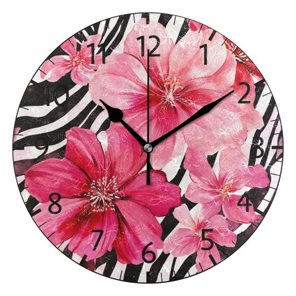 YAZAOO Decorative Wall Clock Size：25cm Blossoms in Motion Design Pattern Clock