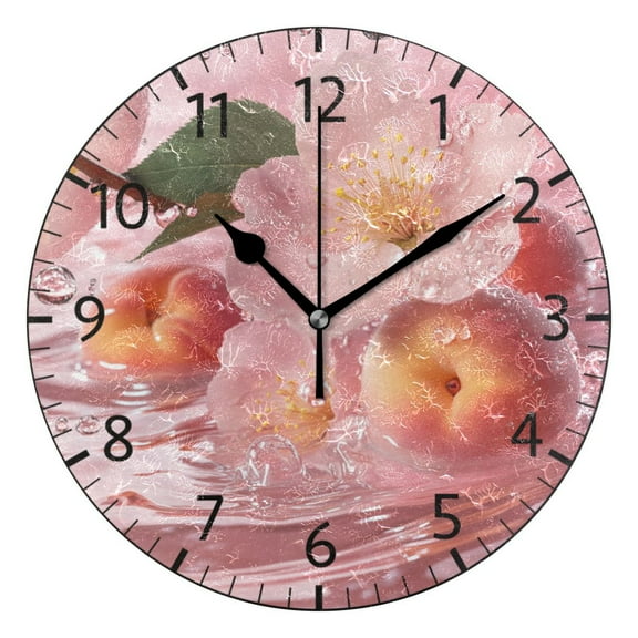 YAZAOO Decorative Wall Clock Size：25cm Blossoms in Water Design Pattern Clock