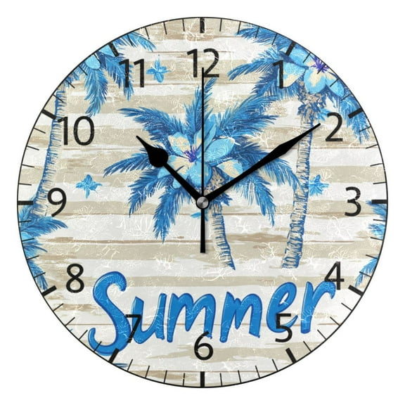 YAZAOO Decorative Wall Clock Size:25cm Blue Island Escape Design Pattern Clock