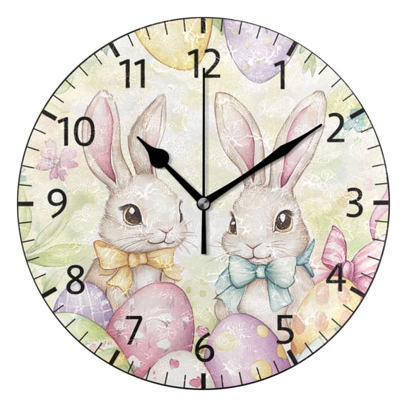 YAZAOO Decorative Wall Clock Size:25cm Bunny Bliss Design Pattern Clock