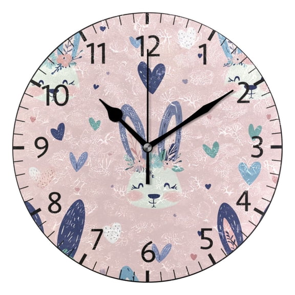 YAZAOO Decorative Wall Clock Size：25cm Bunny Blossoms Design Pattern Clock