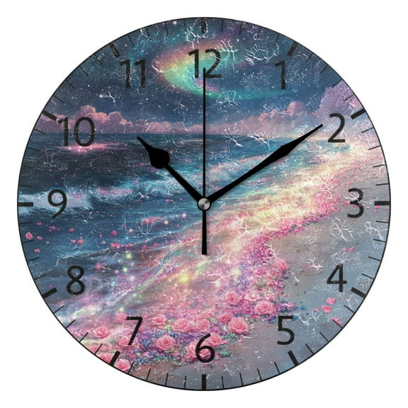 YAZAOO Decorative Wall Clock Size:25cm Celestial Beach Dream Design Pattern Clock