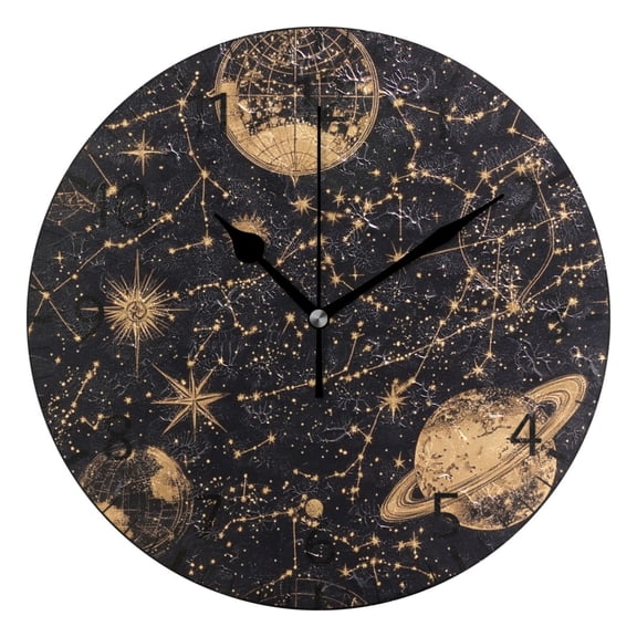 YAZAOO Decorative Wall Clock Size:25cm Celestial Dreamscape Design Pattern Clock