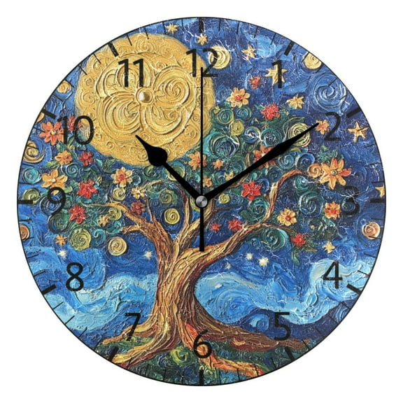 YAZAOO Decorative Wall Clock Size：25cm Celestial Garden Design Pattern Clock