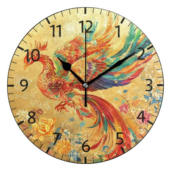 YAZAOO Decorative Wall Clock Size:25cm Celestial Phoenix Design Pattern Clock