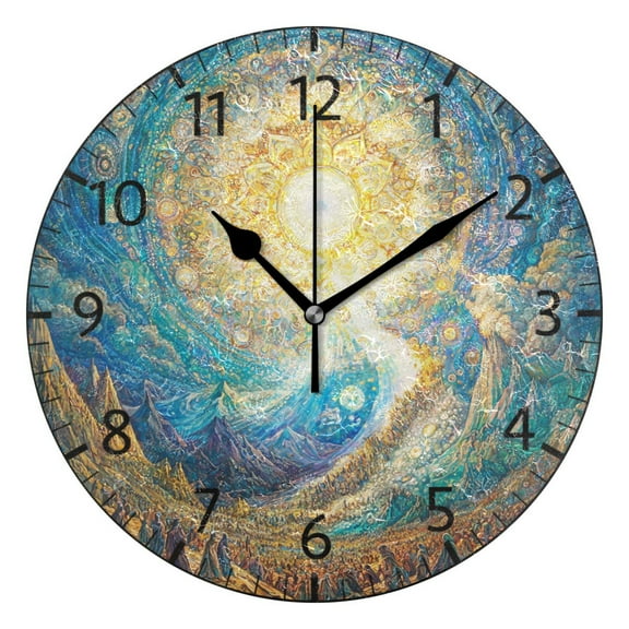 YAZAOO Decorative Wall Clock Size:25cm Celestial Radiance Design Pattern Clock