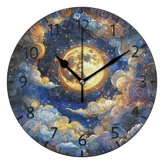 YAZAOO Decorative Wall Clock Size:25cm Celestial Whispers Design Pattern Clock