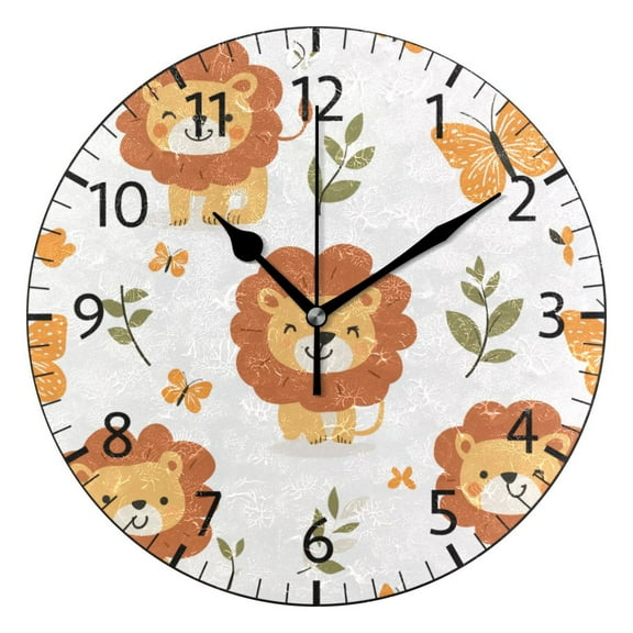 YAZAOO Decorative Wall Clock Size:25cm Charming Lion Parade Design Pattern Clock