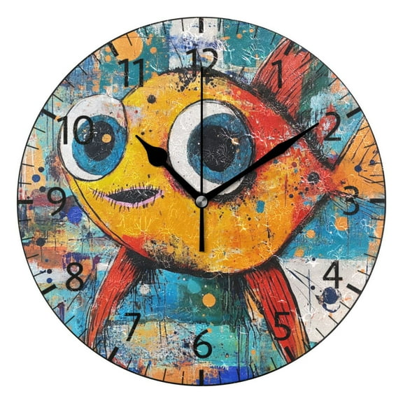 YAZAOO Decorative Wall Clock Size:25cm Cheerful Swim Design Pattern Clock