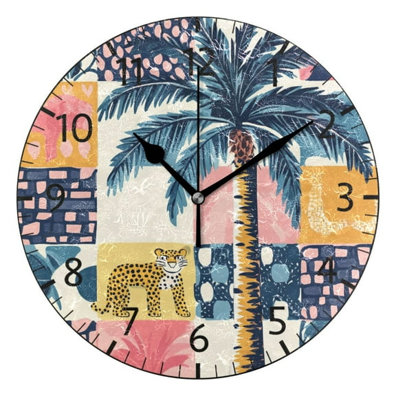 YAZAOO Decorative Wall Clock Sizeļ¼25cm Colorful Jungle Themed Patchwork Design Design Pattern Clock