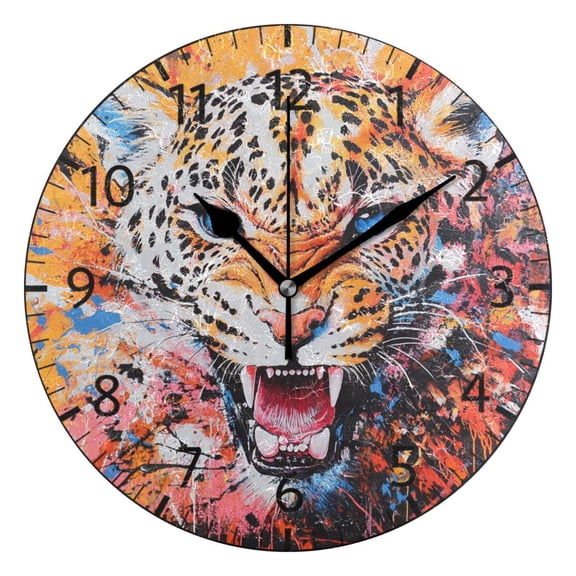 YAZAOO Decorative Wall Clock Size:25cm Colorful Roar Design Pattern Clock