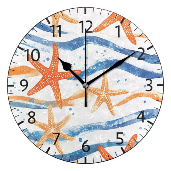 YAZAOO Decorative Wall Clock Size:25cm Coral Coast Design Pattern Clock