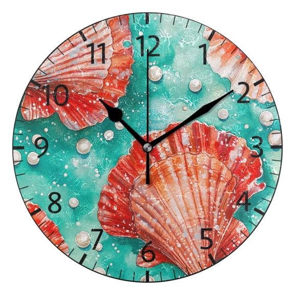 YAZAOO Decorative Wall Clock Size:25cm Coral Seas Design Pattern Clock