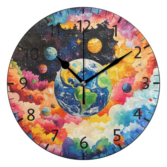 YAZAOO Decorative Wall Clock Size：25cm Cosmic Harmony Design Pattern Clock