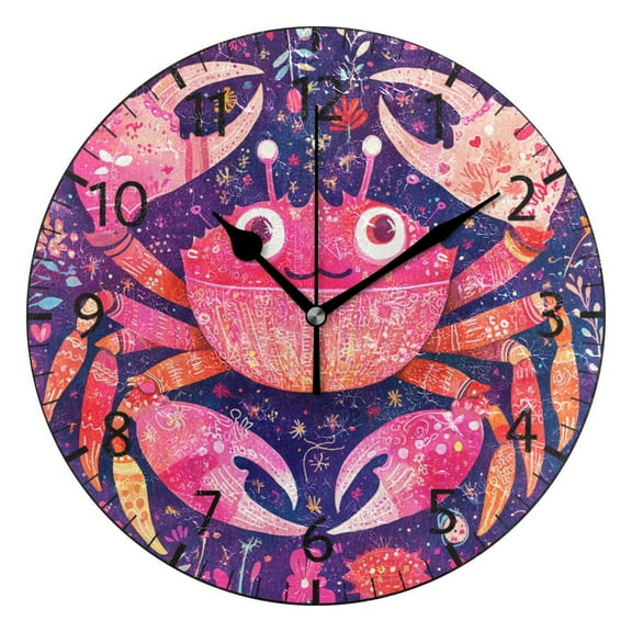 YAZAOO Decorative Wall Clock Size：25cm Crabby Delight Design Pattern Clock