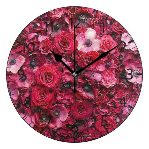 YAZAOO Decorative Wall Clock Size:25cm Crimson Cascade Design Pattern Clock
