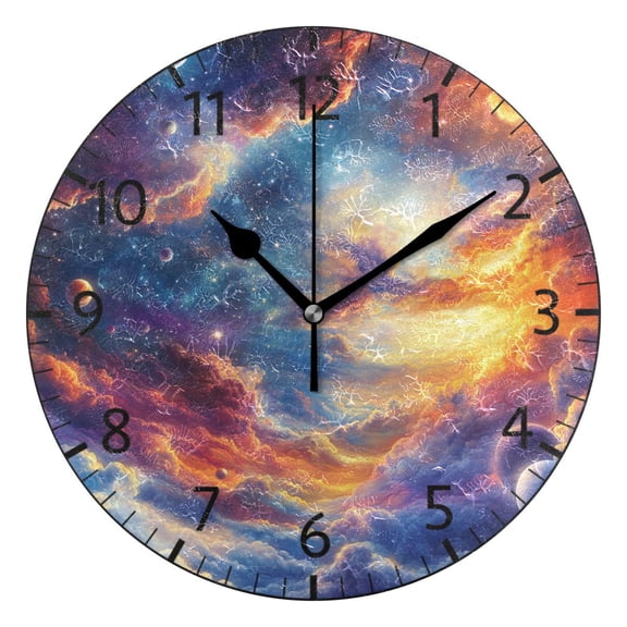 YAZAOO Decorative Wall Clock Size：25cm Dance Of The Cosmos Design Pattern Clock