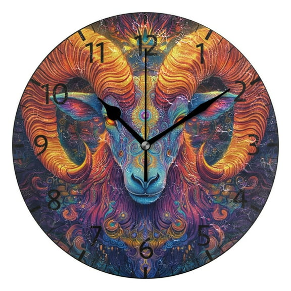 YAZAOO Decorative Wall Clock Size:25cm Electric Ram Reverie Design Pattern Clock