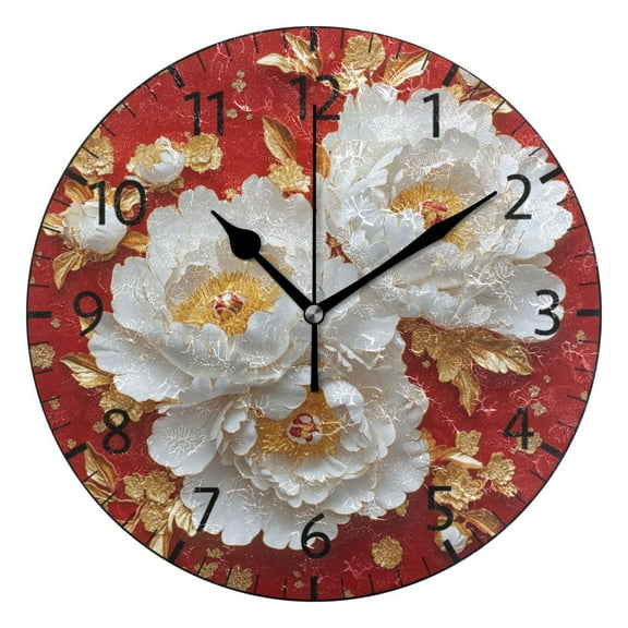 YAZAOO Decorative Wall Clock Size：25cm Elegant Blossoms Design Pattern Clock