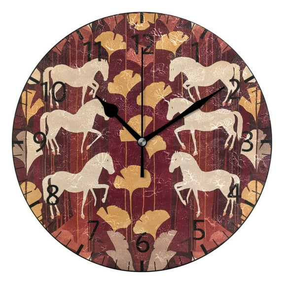 YAZAOO Decorative Wall Clock Size:25cm Equine Elegance Design Pattern Clock