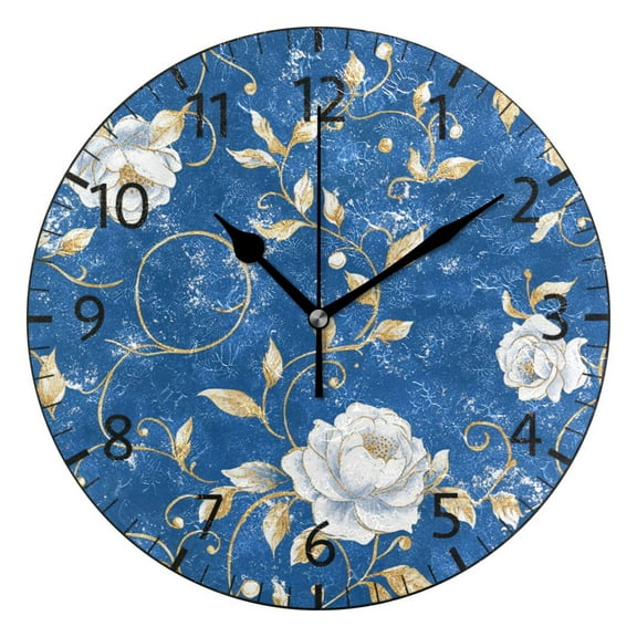 YAZAOO Decorative Wall Clock Size：25cm Floral Enchantment Design Pattern Clock